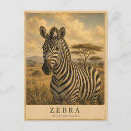 Zebra Oost-Afrikaanse savanne VINTAGE Briefkaart