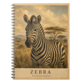 Zebra Oost-Afrikaanse savanne VINTAGE Notitieboek