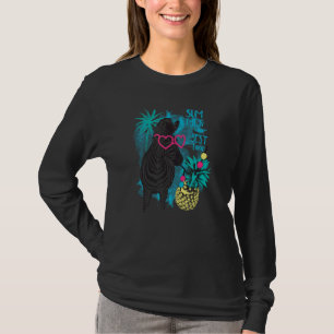 Zebra op een strand met ananas cocktail palmboom t-shirt