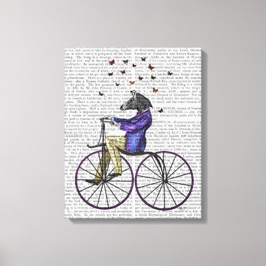 Zebra op fiets canvas afdruk (Voorkant)