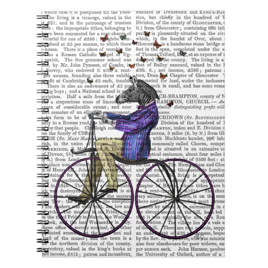 Zebra op fiets notitieboek (Voorkant)