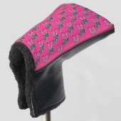 Zebra op het Hoesje van het warme roze Golfhoofd Golfheadcover (3/4 voorkant)