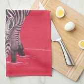 Zebra op Red Kitchen Theedoek (Quarter Fold)