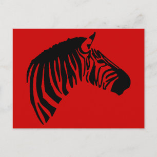 ZEBRA OP RODE BRIEFKAART