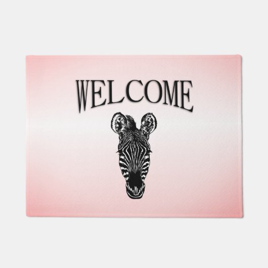 Zebra op roze deurmat (Voorkant)