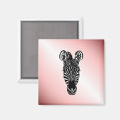 Zebra op roze magneet (Voorkant / Achterkant)
