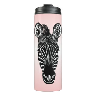 Zebra op roze thermosbeker