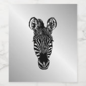 Zebra op Silver Wijn Etiket (Enkel label)