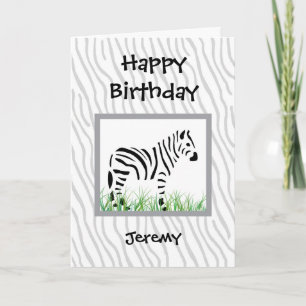 Zebra op witte achtergrond kaart