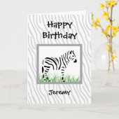 Zebra op witte achtergrond kaart (Gele Bloem)