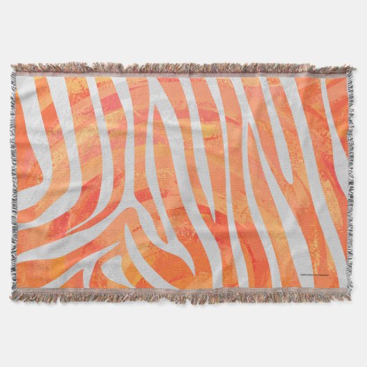 Zebra Oranje en wit afdrukken Deken (Voorkant)
