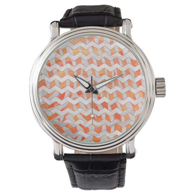 Zebra Oranje en wit afdrukken Horloge (Voorkant)