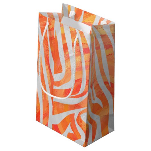 Zebra Oranje en wit afdrukken Klein Cadeauzakje (Achterkant Gekanteld)