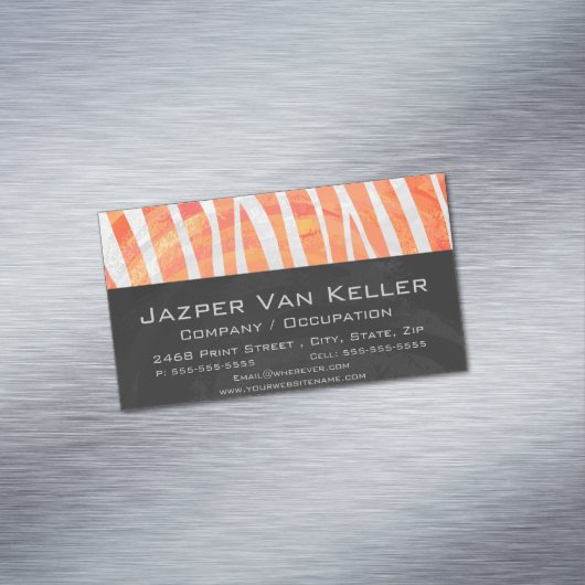 Zebra Oranje en wit afdrukken Magnetisch Visitekaartje (Voorbeeld)