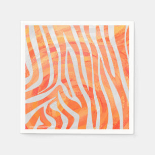 Zebra Oranje en wit afdrukken Servetten