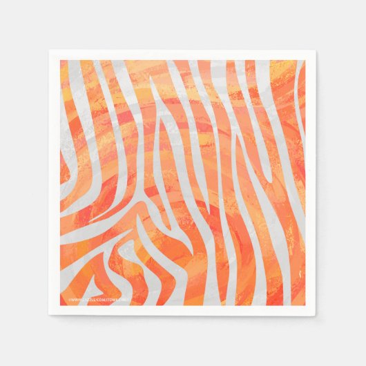 Zebra Oranje en wit afdrukken Servetten (Voorkant)