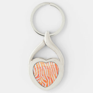 Zebra Oranje en wit afdrukken Sleutelhanger