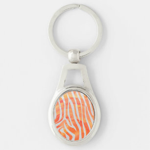Zebra Oranje en wit afdrukken Sleutelhanger