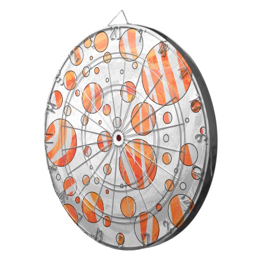 Zebra Oranje en witte poka Dot Dartbord (Voorkant Rechts)