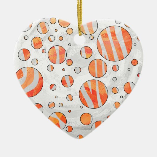 Zebra Oranje en witte poka Dot Keramisch Ornament (Voorkant)