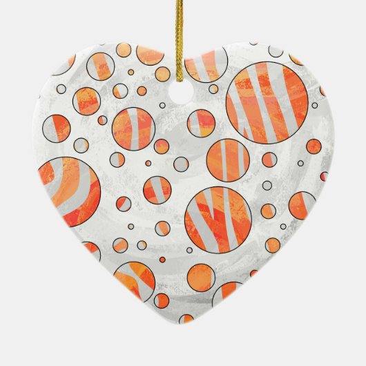 Zebra Oranje en witte poka Dot Keramisch Ornament (Achterkant)
