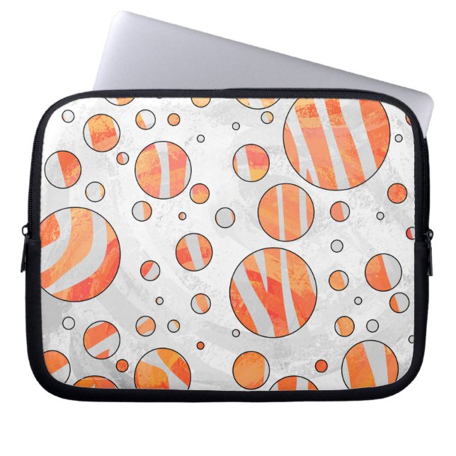 Zebra Oranje en witte poka Dot Laptop Sleeve (Voorkant)
