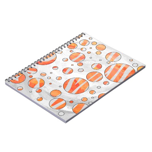 Zebra Oranje en witte poka Dot Notitieboek (Linkerzijde)