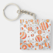 Zebra Oranje en witte poka Dot Sleutelhanger (Voorkant)