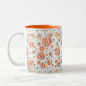 Zebra Oranje en witte poka Dot Tweekleurige Koffiemok (Links)