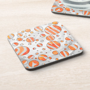 Zebra Oranje en Witte Stippen Bier Onderzetter