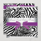 Zebra Paarse Bow Paarse Zebra Sweet 16 Verjaardag Kaart (Voorkant / Achterkant)