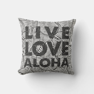 Zebra Palm Aloha Hawaiian Tropical Zwart-wit Buitenkussen