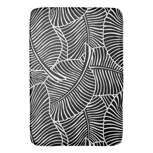 Zebra Palm Hawaiian Tropical Black and White Badmat (Voorkant Verticaal)