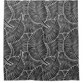 Zebra Palm Hawaiian Tropical Black and White Douchegordijn (Voorkant)