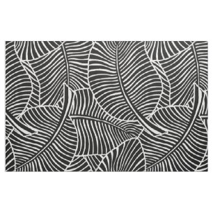 Zebra Palm Hawaiian Tropical Black and White Stof