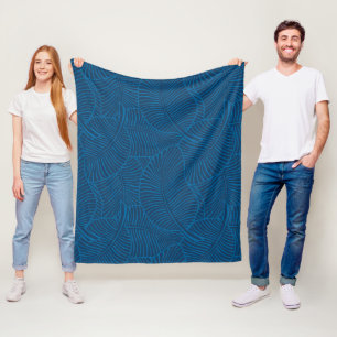 Zebra Palm Hawaiian Tropical Denim Blue Fleece Deken