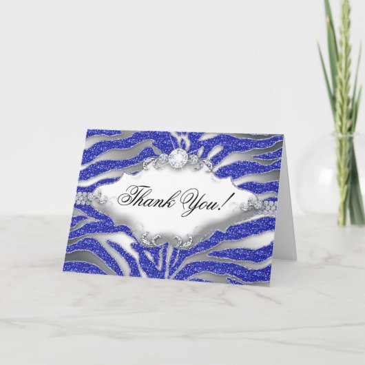 Zebra Parties scintillant Merci étincelant bleu ar (Devant)