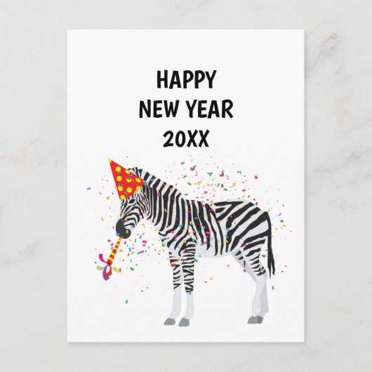 Zebra Partys - Animaux Fêtes Carte Nouvel An (Devant)