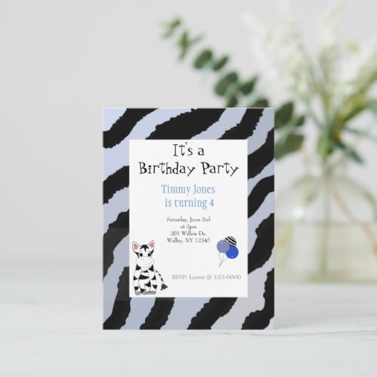 Zebra Patate Anniversaire Invitation (Debout devant)