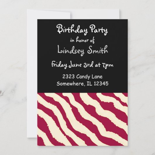 Zebra Patate Anniversaire Invitation (Devant)