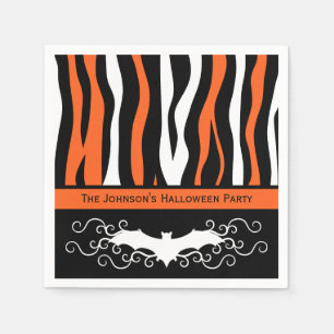 Zebra patroon en vleermuis Halloween feest Servetten