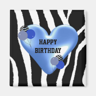 Zebra Patroon Verjaardag met Ballonnen Magneet