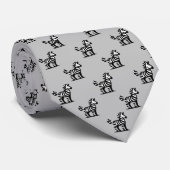 Zebra Patroon - Zwart op Lichtgrijs Stropdas (Opgerold)