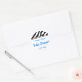 Zebra Pattern Baby shower. Blauw, zwart en wit. Ronde Sticker (Envelop)