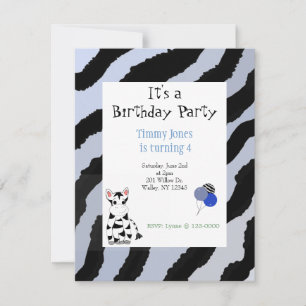Zebra Pattern Birthday Invitation Kaart