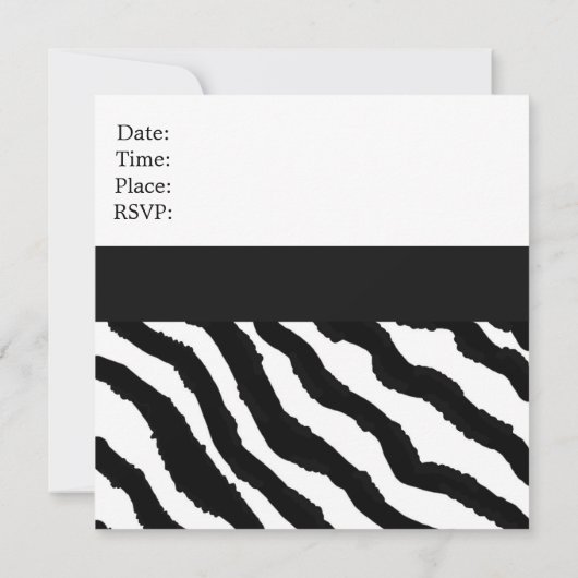Zebra Pattern Birthday Invitation Kaart (Achterkant)