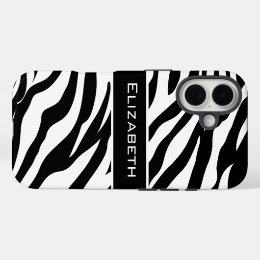 Zebra Pattern Black and White Personalized  Case-Mate iPhone Case (Achterkant (horizontaal))
