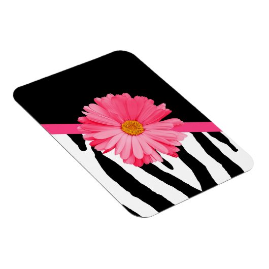 Zebra Pattern Girly Pink Daisy Magneet (Rechterzijde)