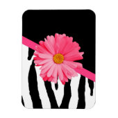 Zebra Pattern Girly Pink Daisy Magneet (Verticaal)