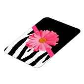 Zebra Pattern Girly Pink Daisy Magneet (Linkerzijde)